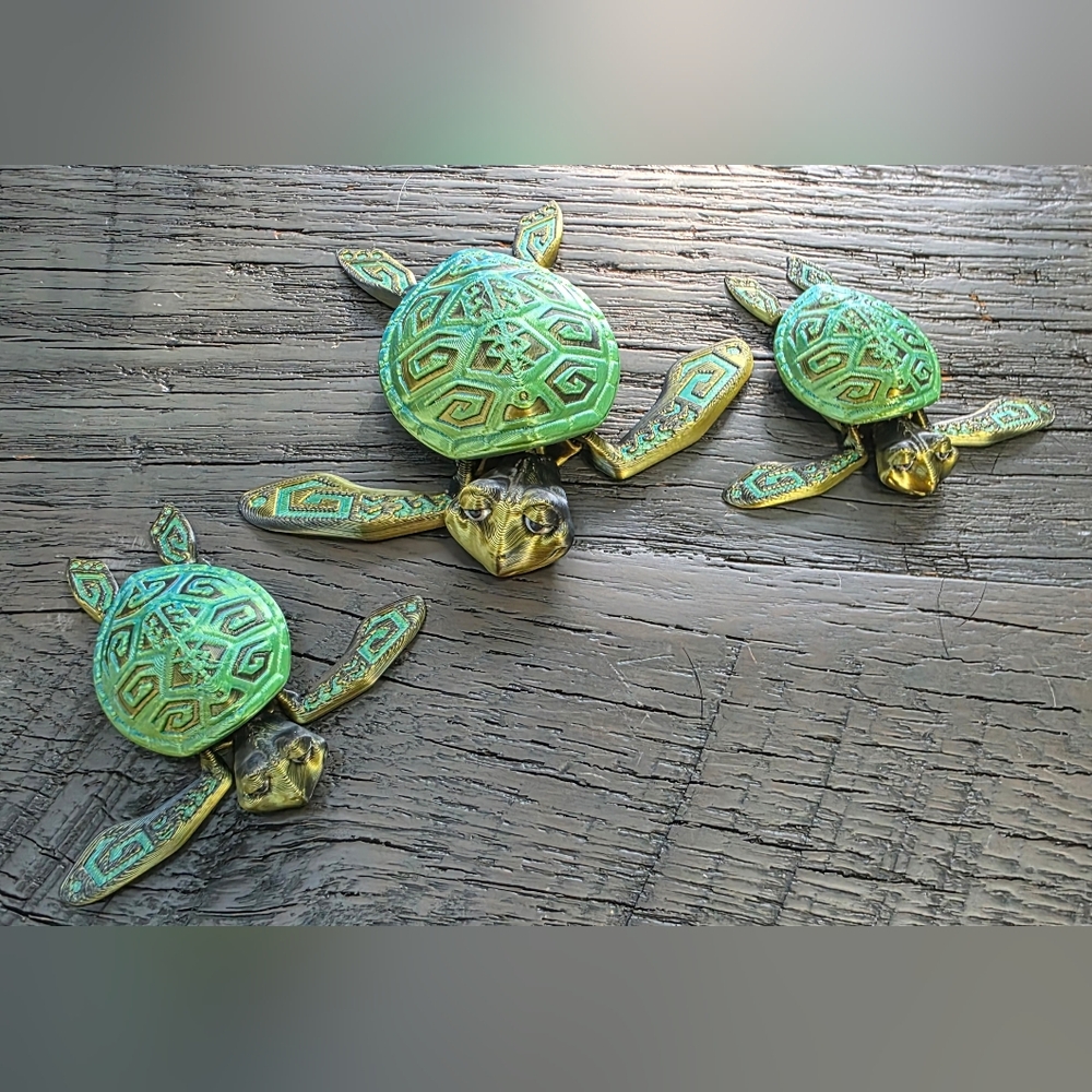 New Green Turtle 3 Set (1 large And 2 Smaller)